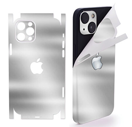 İphone 15 için 360 full arka kaplama koruma sticker - 14 FARKLI RENK - AYNALI GÜMÜŞ