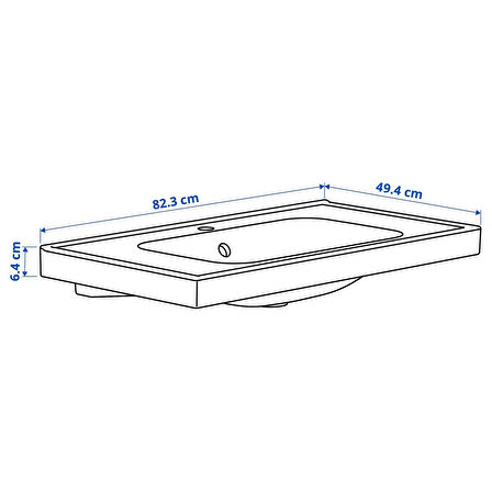 Lavabo, beyaz, 82x49 cm