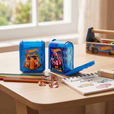 BakGelAl Hot Wheels Lisanslı Masaüstü Kalemtıraş – Hazneli Çocuk Okul Kalem Açacağı