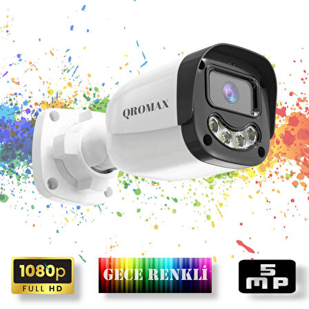 11 Kameralı Set - Gece Renkli Gösteren Hareket Algılayan 5MP SONY Lensli 4 Ultra Warm Ledli FULLHD Güvenlik Kamerası Seti 2304W-9016