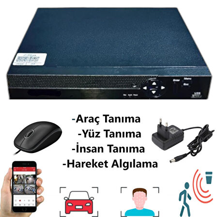 1 Kameralı Set - Araç İnsan Yüz Tanımalı Gece Görüşlü 36 IR Ledli Metal Güvenlik Kamerası Seti E336