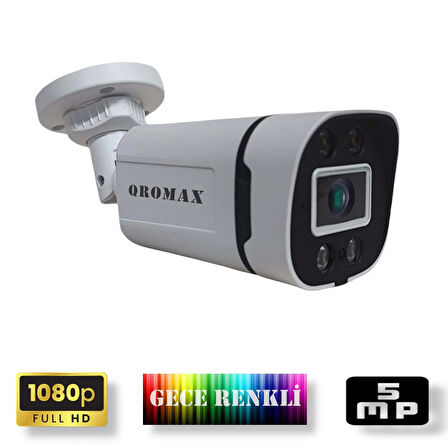 1 Kameralı Set - Gece Renkli Gösteren Hareket Algılayan 5MP SONY Lensli 4 Ultra Warm Ledli 1080P FULLHD Güvenlik Kamerası Seti 604w
