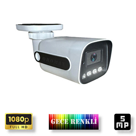 1 Kameralı Set - Yapay Zeka Özellikli Gece Renkli Gösteren 5MP SONY Lensli 4 Ultra Warm Ledli FULLHD Güvenlik Kamerası Seti 784W-114