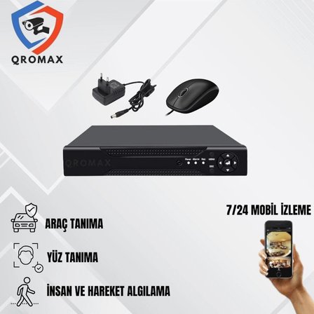 4 Kameralı Set - Yapay Zeka Özellikli Gece Renkli Sesli FullHD 5Mp Lensli 12 Warm Ledli Güvenlik Kamerası Seti 312WS-104