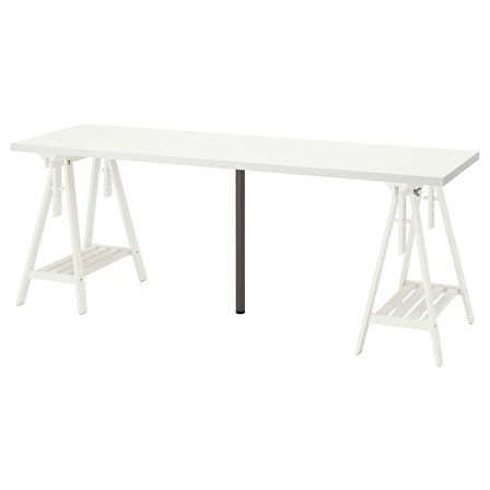 Çalışma masası, beyaz-koyu gri, 200x60 cm