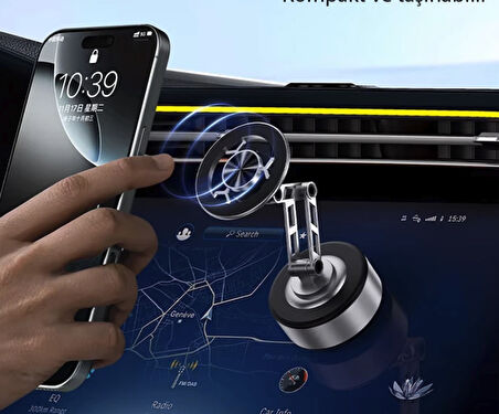 Premium vakumlu teleskopik magsafe araç içi telefon tutucu rubinyum mıknatıslı özel araç tutucu 