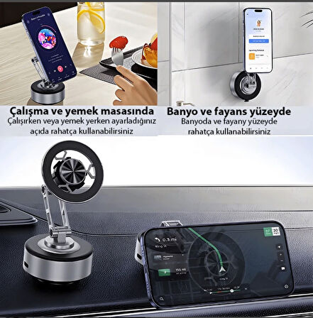 Premium vakumlu teleskopik magsafe araç içi telefon tutucu rubinyum mıknatıslı özel araç tutucu 