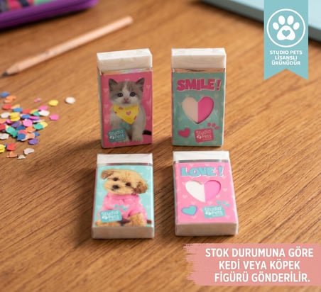 BakGelAl Studio Pets Lisanslı Silgi Kedi Köpek Desenli Çocuk Okul Kırtasiye Silgisi