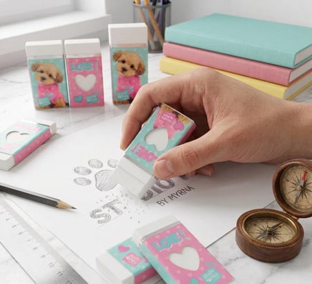 BakGelAl Studio Pets Lisanslı Silgi Kedi Köpek Desenli Çocuk Okul Kırtasiye Silgisi