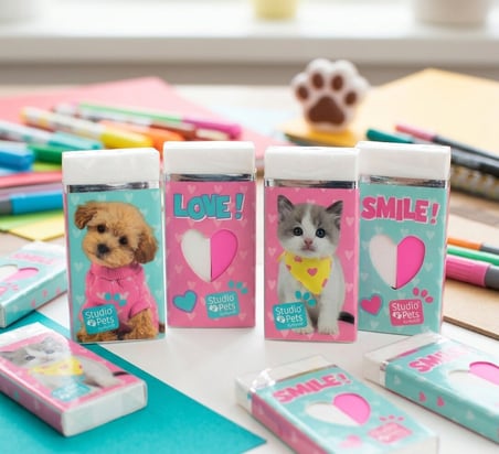 BakGelAl Studio Pets Lisanslı Silgi Kedi Köpek Desenli Çocuk Okul Kırtasiye Silgisi