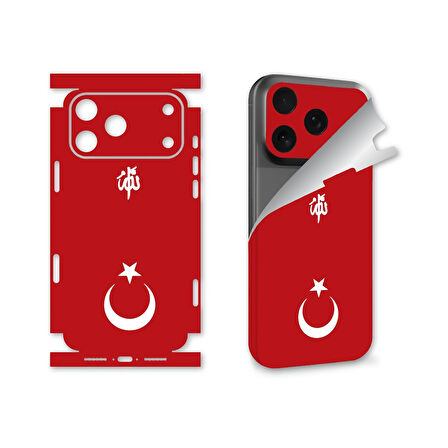 Apple Uyumlu İphone 17 pro max için full kaplama sticker çizilme önleme kılıfsız kullanım için BAYRAK 1