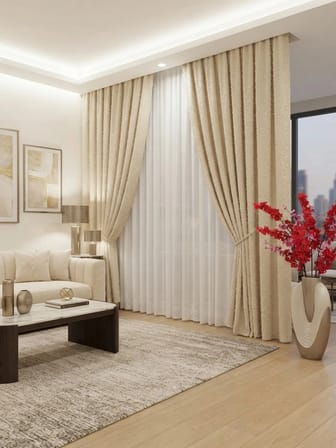 NİVEMESHOME SAHRA BEJ 3-0057 V2 1/3 PİLELİ  FON PERDE APM
