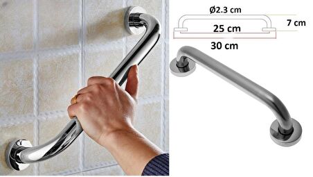 25 cm. Paslanmaz Tutunma Barı, Tutamağı  Wc, Banyo, Duş, Klozet, Küvet Yanı Kullanım için . 