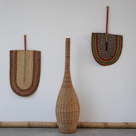 Bambu & Rattan Handmade Salon Yatak Odası Antre Mutfak Konik Dekoratif Lambader Aydınlatma 31x120cm