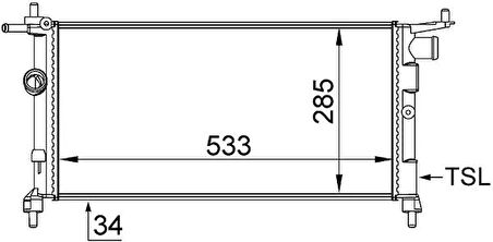 RADYATÖR CORSA B-TIGRA-COMBO 1.2-1.4-1.4 165 KLİMASIZ MEK 530X285X34 1300149 90410047 90410048