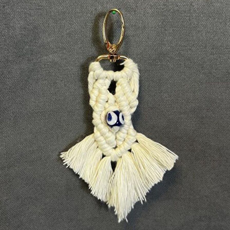 Uretti - Ege 7366 3371 El Yapımı Nazar Boncuklu Makrome Anahtarlık