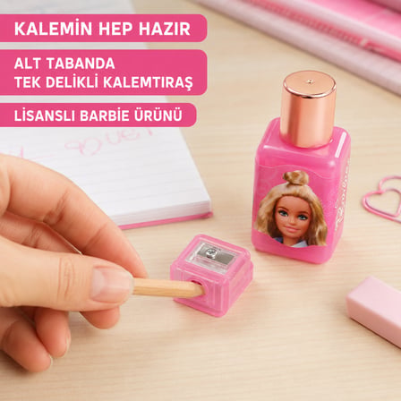 BakGelAl Barbie Ruj Şeklinde Silgi ve Kalemtıraş – 2’si 1 Arada Eğlenceli Kırtasiye Ürünü