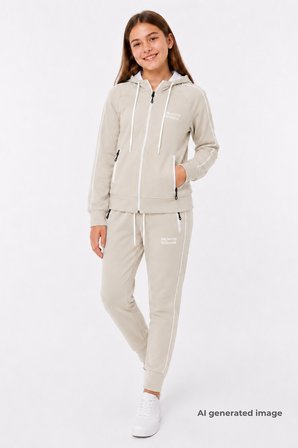 Kız Çocuk Scuba Unlimited Çİft Şeritli Kapüşonlu Reglan Kol Dalgıç Kumaş Eşofman Takımı ESF7023