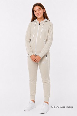 Kız Çocuk Scuba Unlimited Çİft Şeritli Kapüşonlu Reglan Kol Dalgıç Kumaş Eşofman Takımı ESF7023