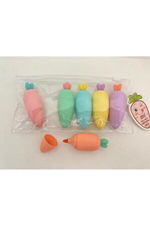 Havuç Tasarımlı Fosforlu Kalem Seti