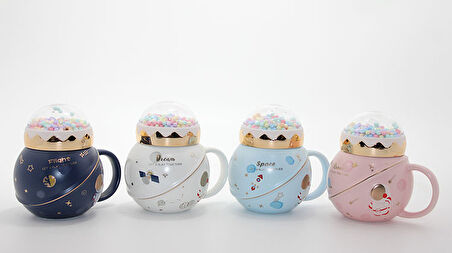 Üstü Renkli Toplu Porselen Kupa Bardak 