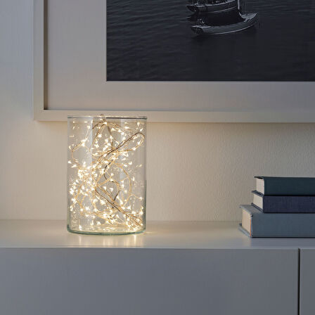 Aydınlatma zinciri, beyaz, 3.5 m, 160'lı, pilli