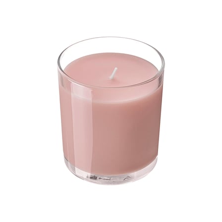 bardakta kokulu mum, açık pembe, 40 saat, kırmızı meyveler