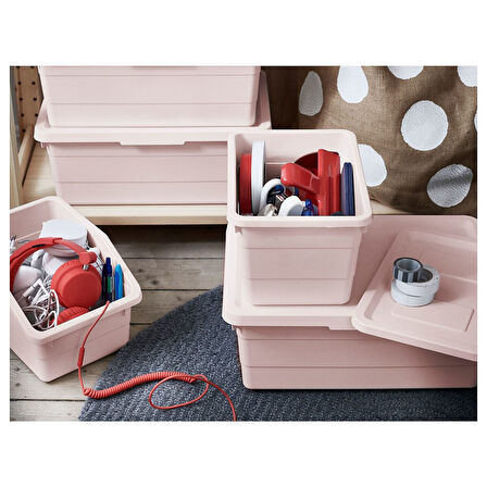 Kapaklı kutu, pembe, 19x26x15 cm