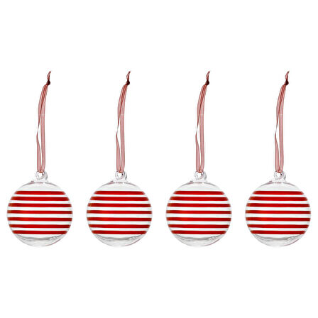 Ağaç süsü, cam-kırmızı, 6 cm, 4 adet