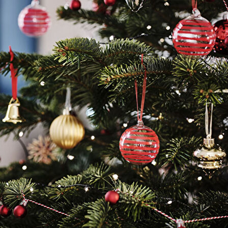 Ağaç süsü, cam-kırmızı, 6 cm, 4 adet