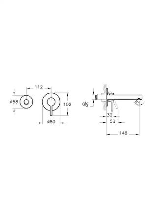 Vitra Origin Ankastre Sıva Üstü Lavabo Bataryası Fırçalı Nikel A4258134