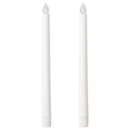 LED'li şamdan mumu, beyaz, 28 cm, 2 adet