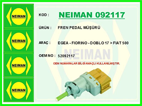 FREN PEDAL MÜŞÜRÜ EGEA - FIORINO - DOBLO 2017 FIAT 500 52092117