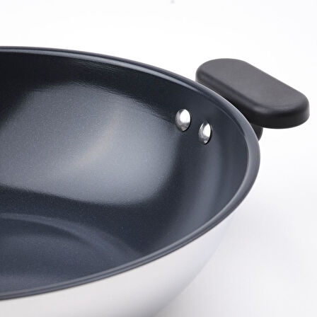 Wok tava, yapışmaz kaplama-paslanmaz çelik, 28 cm