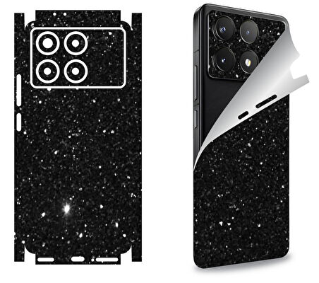Xiaomi Poco C65 için uyumlu 360 full arka kaplama koruma sticker - SİMLİ SİYAH