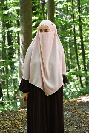 Tesettür Medine İpeği Sufle Khimar Somon - Somon