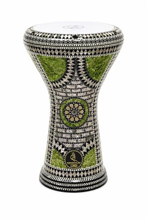 Yankı GEF-SD02 GEF Elfan Yeşil Sedef Darbuka Profesyonel Mısır Modeli El İşçiliği Taşıma Çantalı