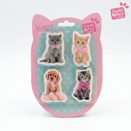 Studio Pets Lisanslı 4'lü Blisterli Şekilli Silgi Seti