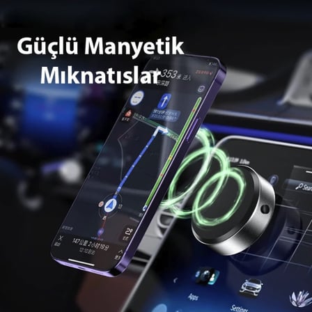 Premium manyetik mıknatıslı araç içi telefon tutucu tüm yüzeyler için vakumlu tutucu