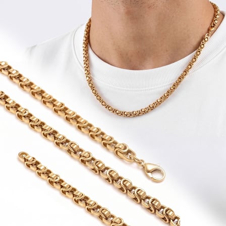 💎 Premium Parlak ve Şık Marin Zincir Erkek Çelik Kolye 5 mm 55 cm 3183ECK010 - Gold Renk