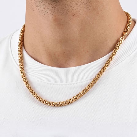 💎 Premium Parlak ve Şık Marin Zincir Erkek Çelik Kolye 5 mm 55 cm 3183ECK010 - Gold Renk