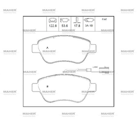 FREN BALATA LINEA 2007 / COMBO D 2012 / DOBLO 2010 / BRAVO 2 2006 (BÜYÜK TİP) ÖN TEK FİŞLİ 71754802 426406