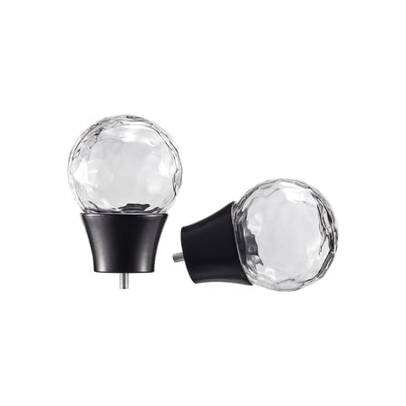 Perde çubuğu topuzu, siyah-cam, 8.7 cm, 1 çift
