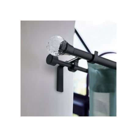 Perde çubuğu topuzu, siyah-cam, 8.7 cm, 1 çift
