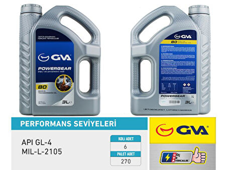 ŞANZIMAN YAĞI 80W API GL-4 3 LT 80W (6 ADET)