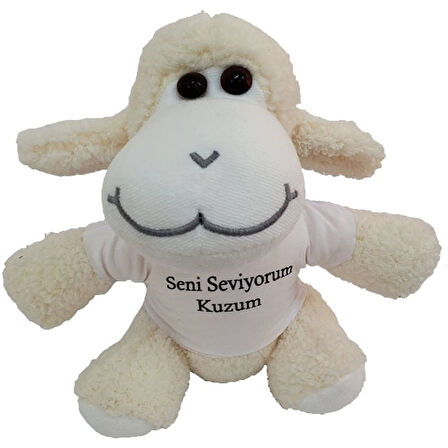 Seni Seviyorum Kuzum Tişörtlü Peluş Kuzu Oyuncak 