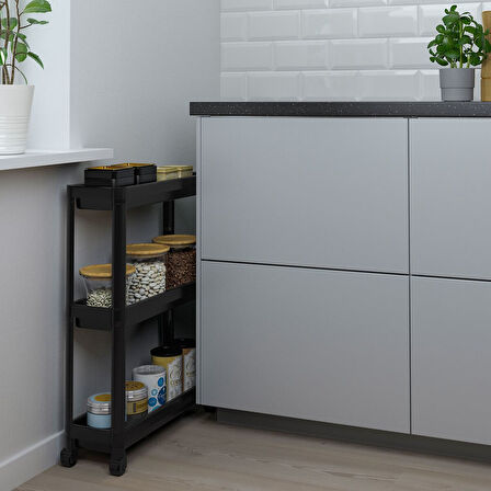 Servis sehpası, siyah, 54x18x71 cm