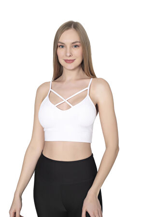 1052 Pinkhan Ön Çapraz Büstiyer Kadın - PEMBE - L-XL