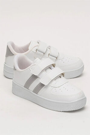 Çocuk Sneaker Spor Ayakkabı BEYAZ - FÜME