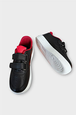 Çocuk Sneaker Spor Ayakkabı SİYAH - KIRMIZI